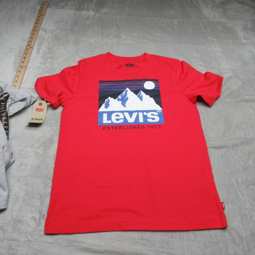 Levis Shirt Boys Large‎ 14/16 Red Gray 2 Pack Tees Short Sleeve Casual $36 NEW